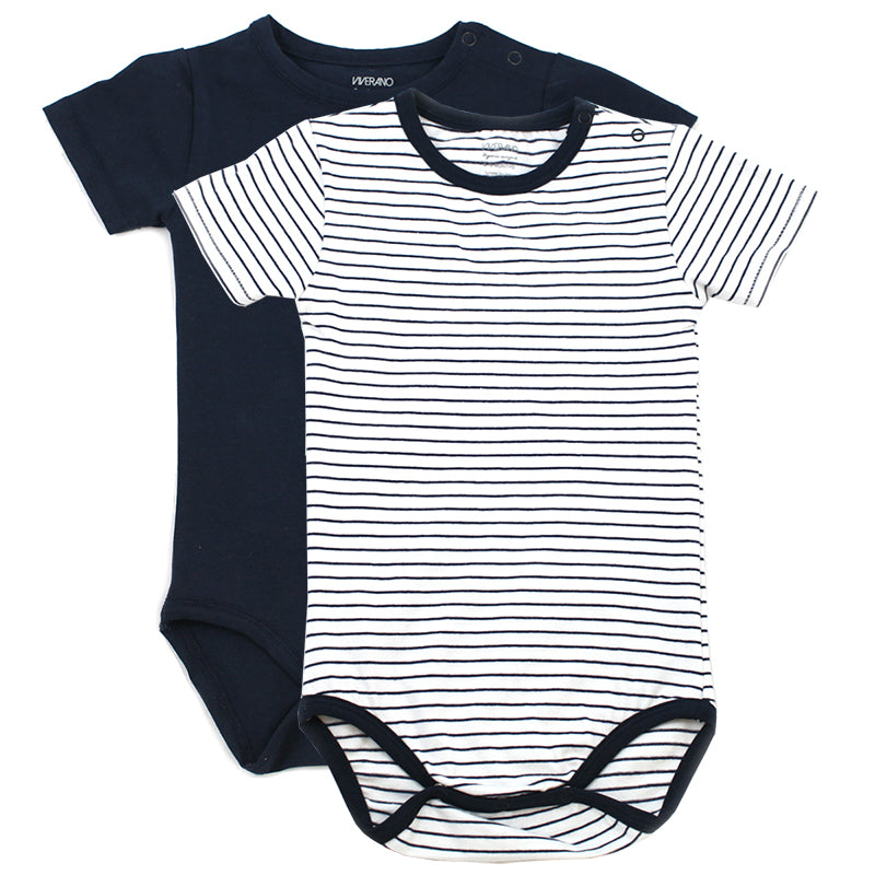 Viverano Venice Stripe Jersey Short Sleeve Organic Cotton Bodysuit for Babies