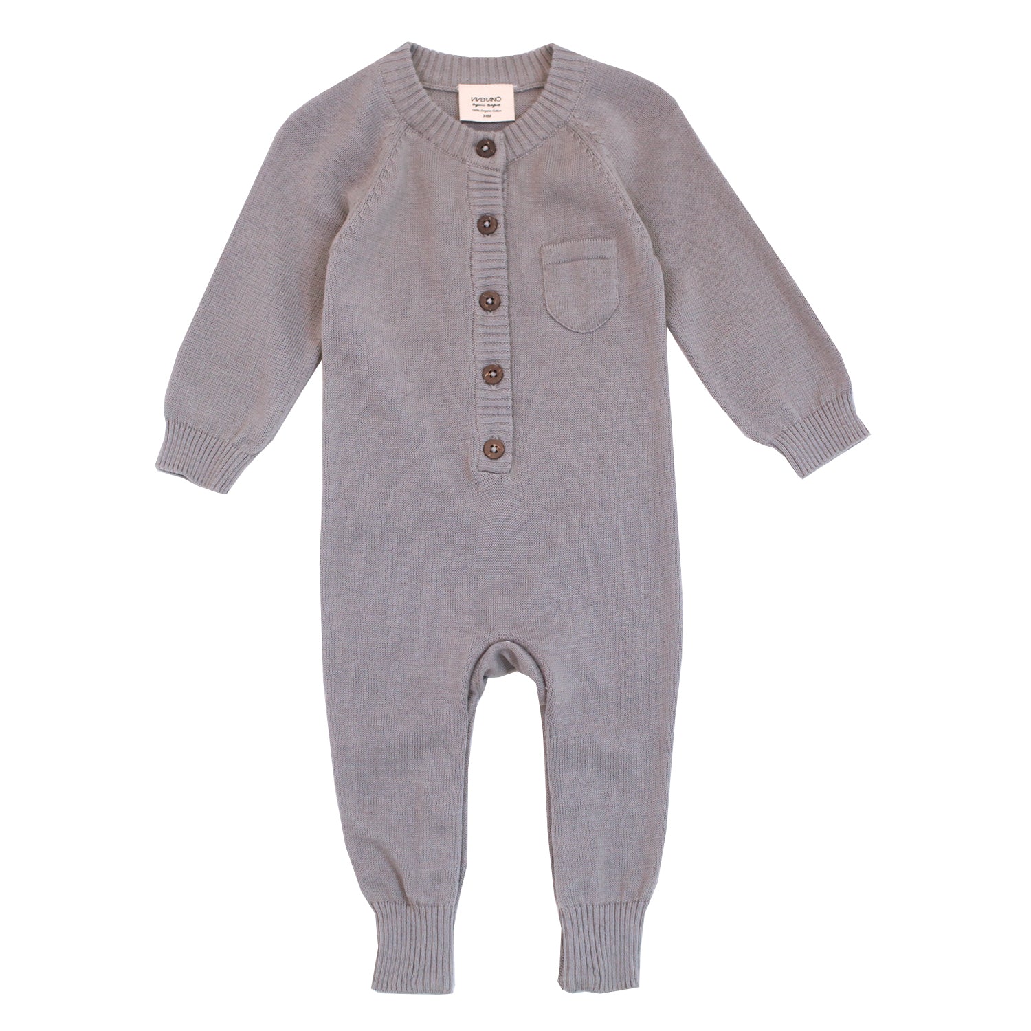 Viverano Milan Soft Organic Knit Grey Coverall Onesie for Babies- Baby Shower Gifts