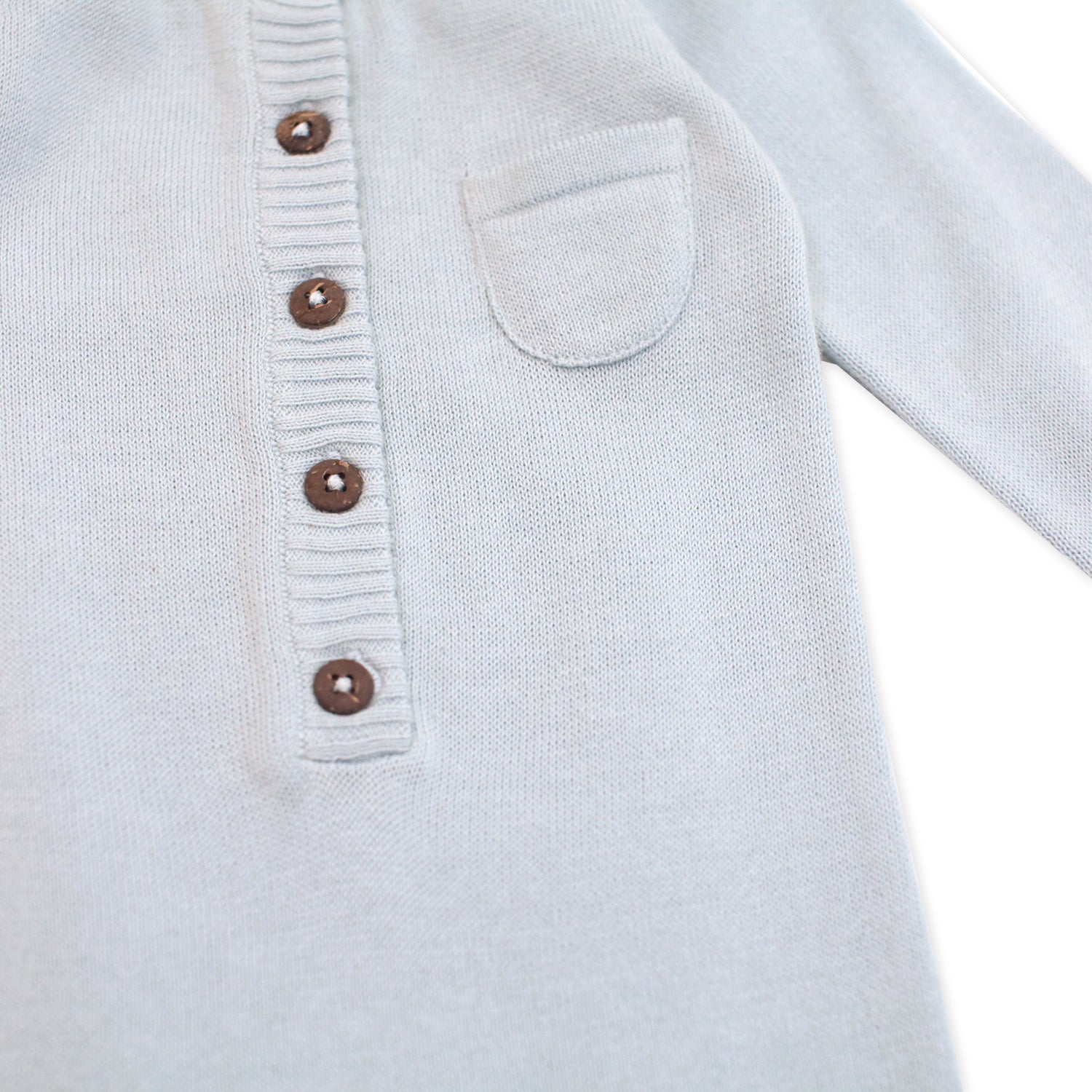 Viverano Milan Soft Organic Knit Blue Coverall Onesie for Babies- Baby Shower Gifts