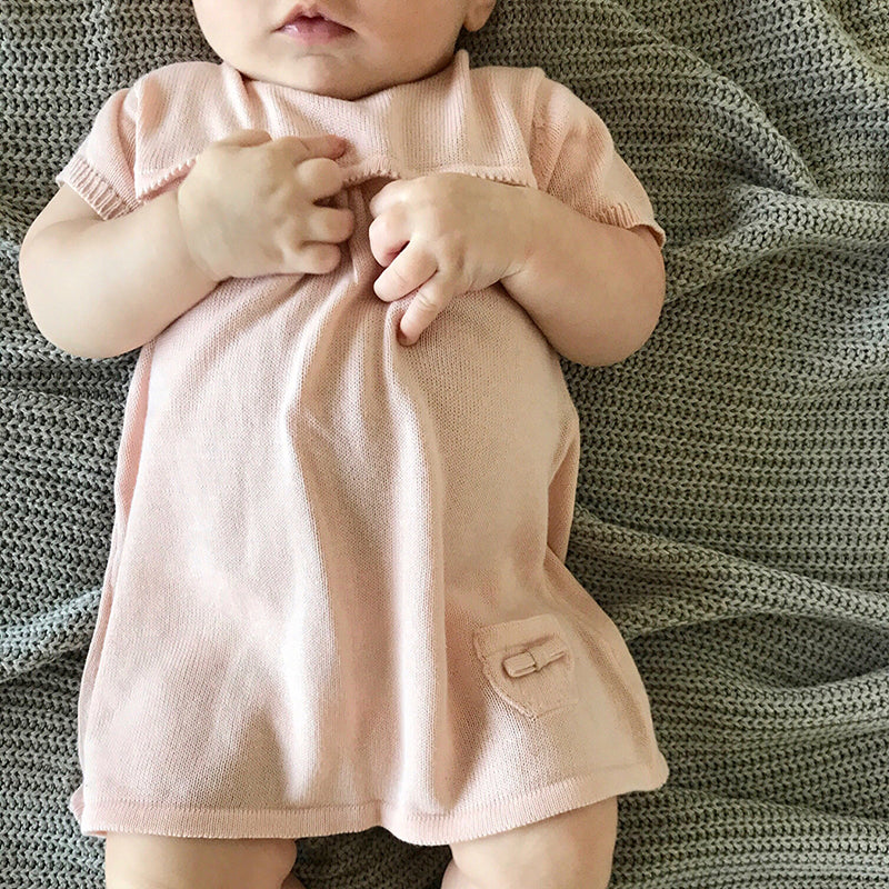 Viverano Milan Organic Cotton Knit Sweater Dress Top for Baby Girls