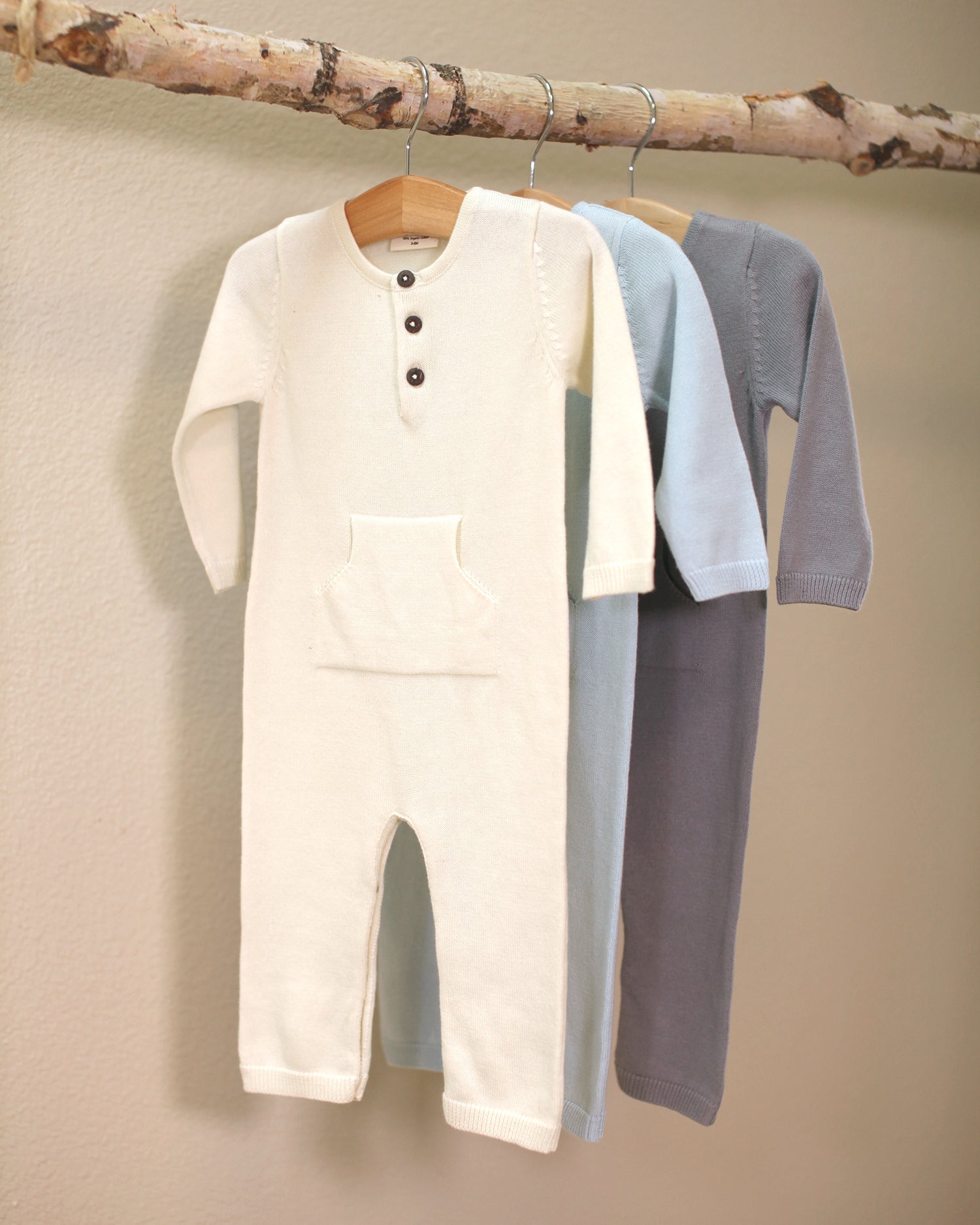 Milan Knit Organic Kangaroo Pocket Coverall Romper for Babies - Viverano