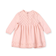 Organic Cotton Milan Pastel Pointelle Sweater Knit Baby Dress - Viverano