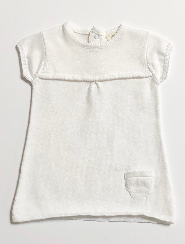 Milan Knit Dress Top - Short Sleeves - Cream