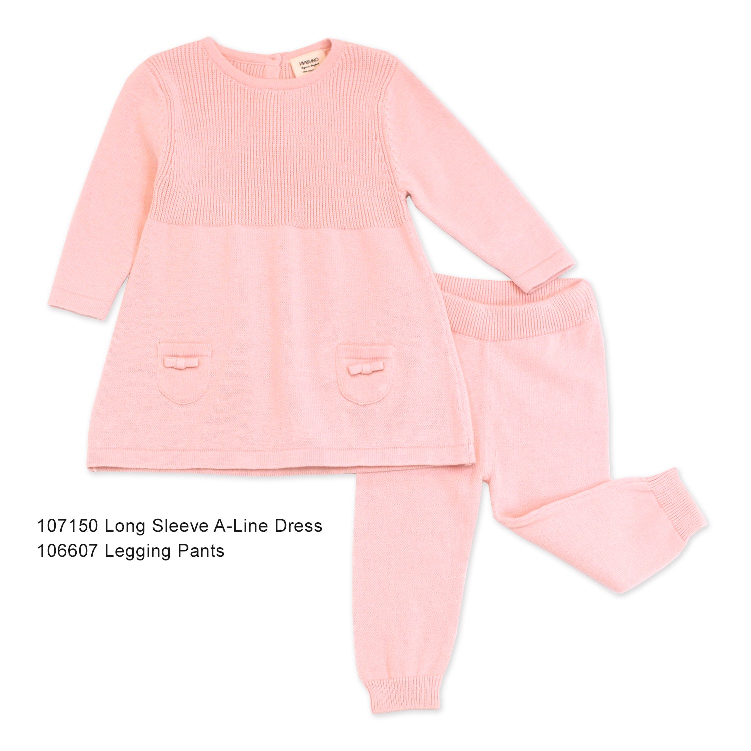 Viverano Milan Knit Organic Cotton Long Sleeve A-Line Dress for Baby Girl