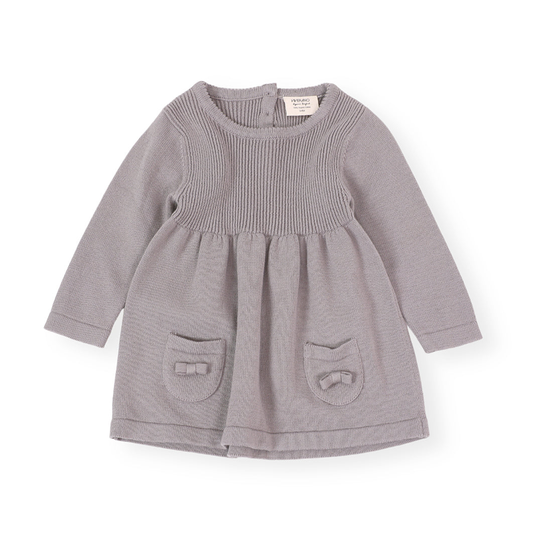 Milan Knit Organic Cotton Long Sleeve A-Line Dress for Baby Girl