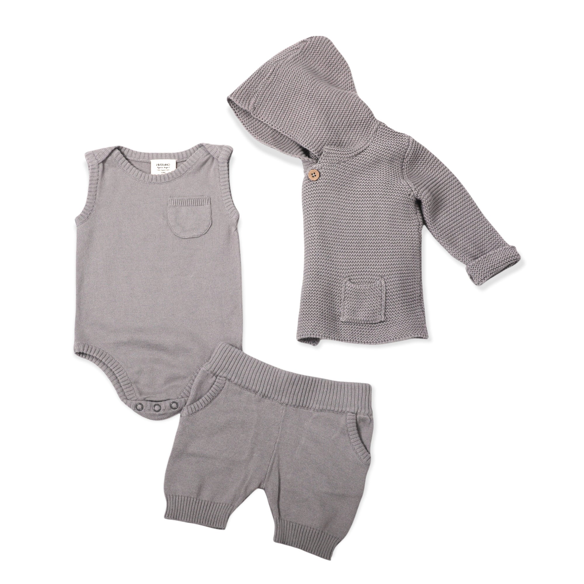 Chaqueta con capucha y botones de punto en tonos pastel de Milán (algodón orgánico), 4 colores