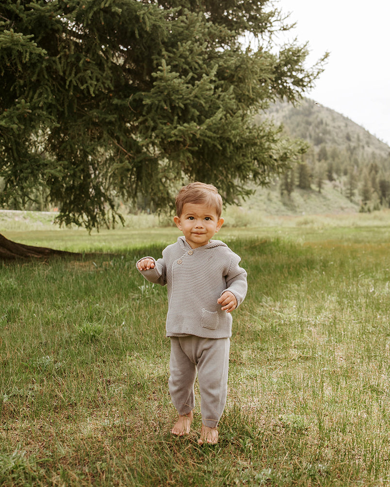 Chaqueta con capucha y botones de punto en tonos pastel de Milán (algodón orgánico), 4 colores