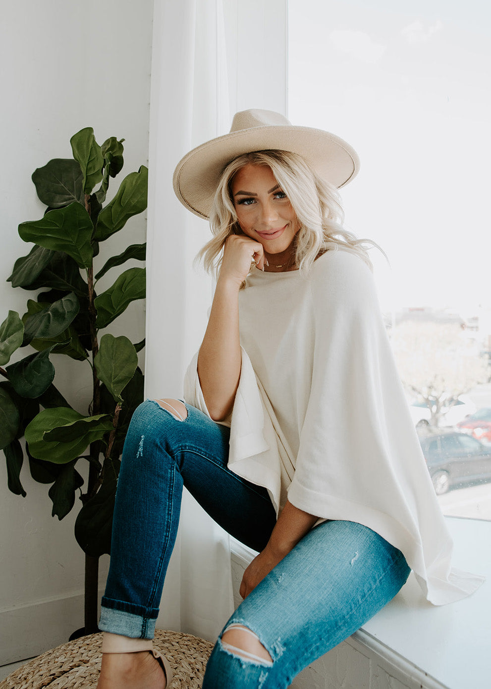 Poncho tipo jersey LUXE Eco-Chic de Loving Thread (3 colores lisos)