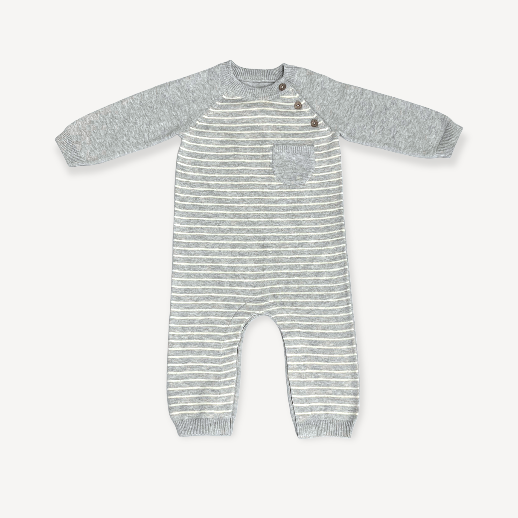 Milan Side Button & Pocket Knit Baby Jumpsuit (Organic Cotton)