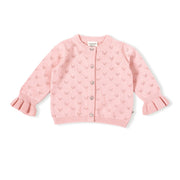 Milan Pointelle Knit Ruffle Baby Cardigan Sweater (Organic)
