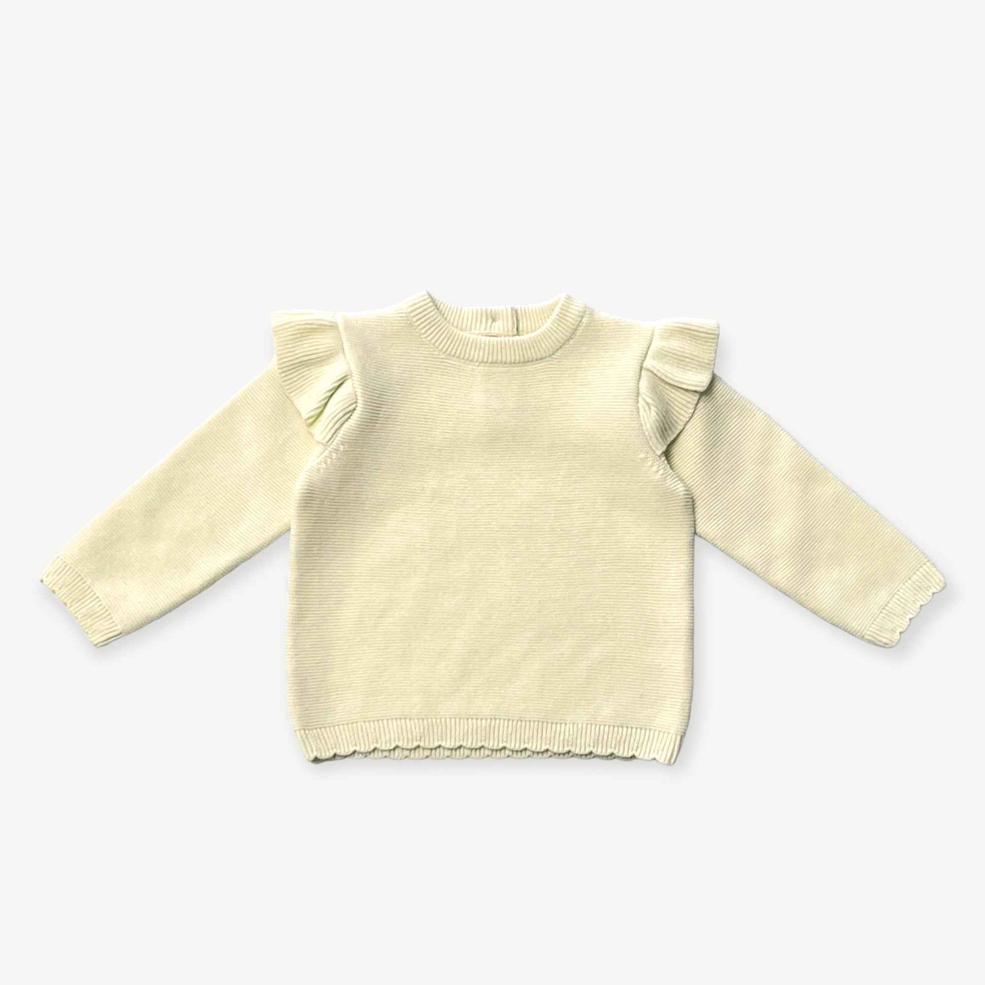 Milan Classic Knit Ruffle Baby Girl Pullover (Organic)