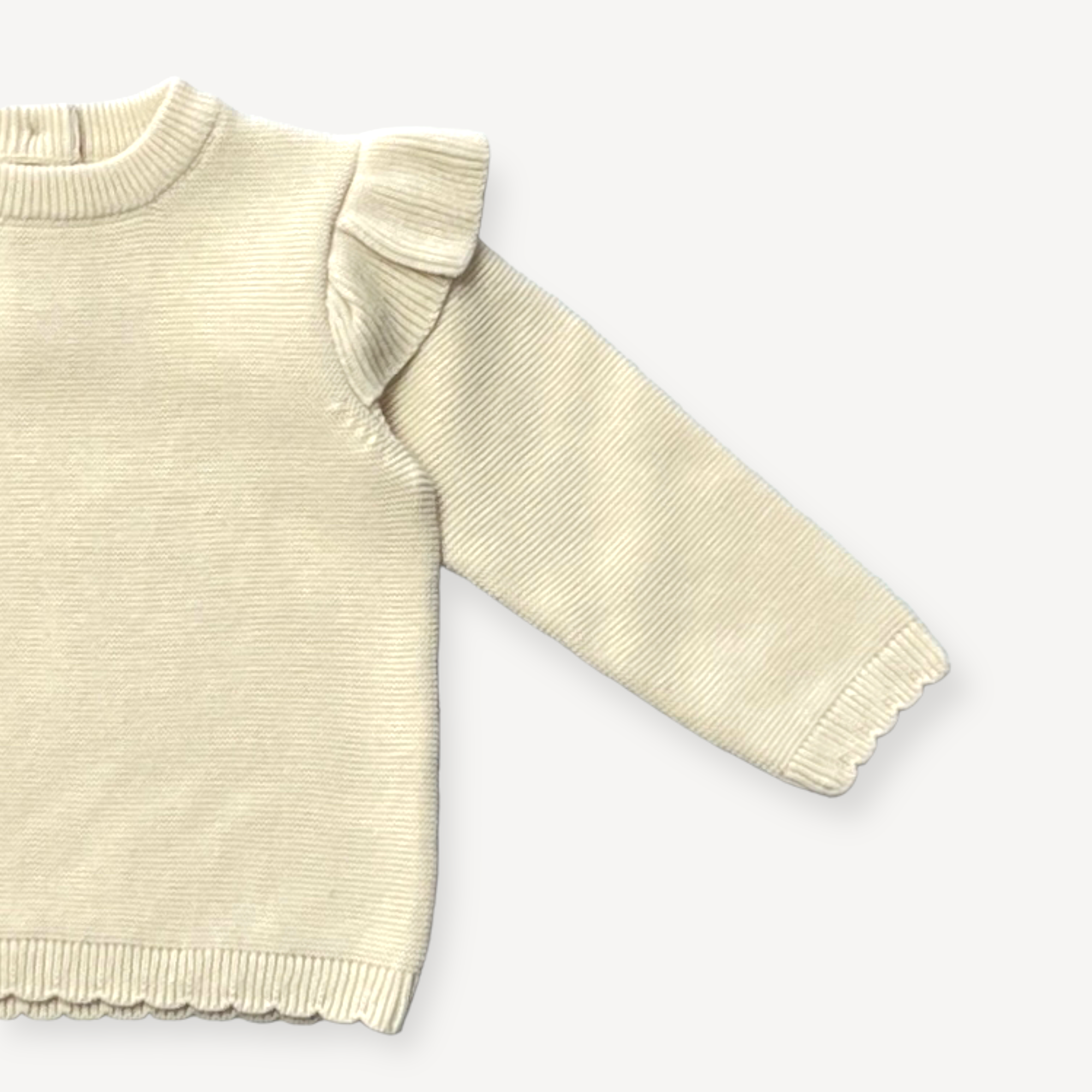 Milan Classic Knit Ruffle Baby Girl Pullover (Organic)