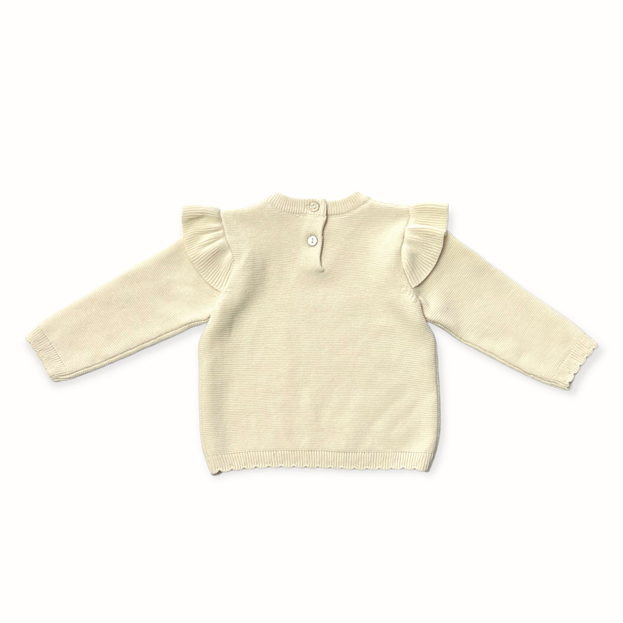 Milan Classic Knit Ruffle Baby Girl Pullover (Organic)