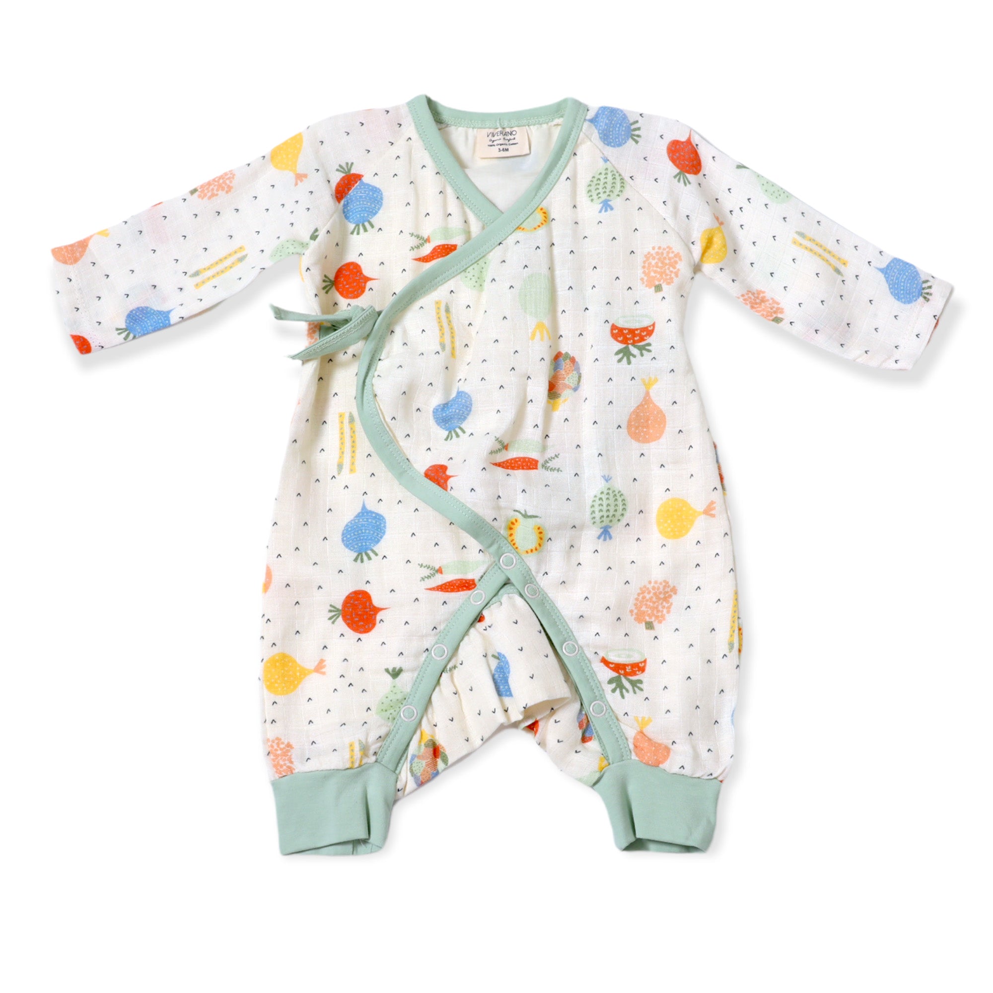 Organic Cotton Kimono Coverall Romper for Babies - Veggie Salad by Viv…