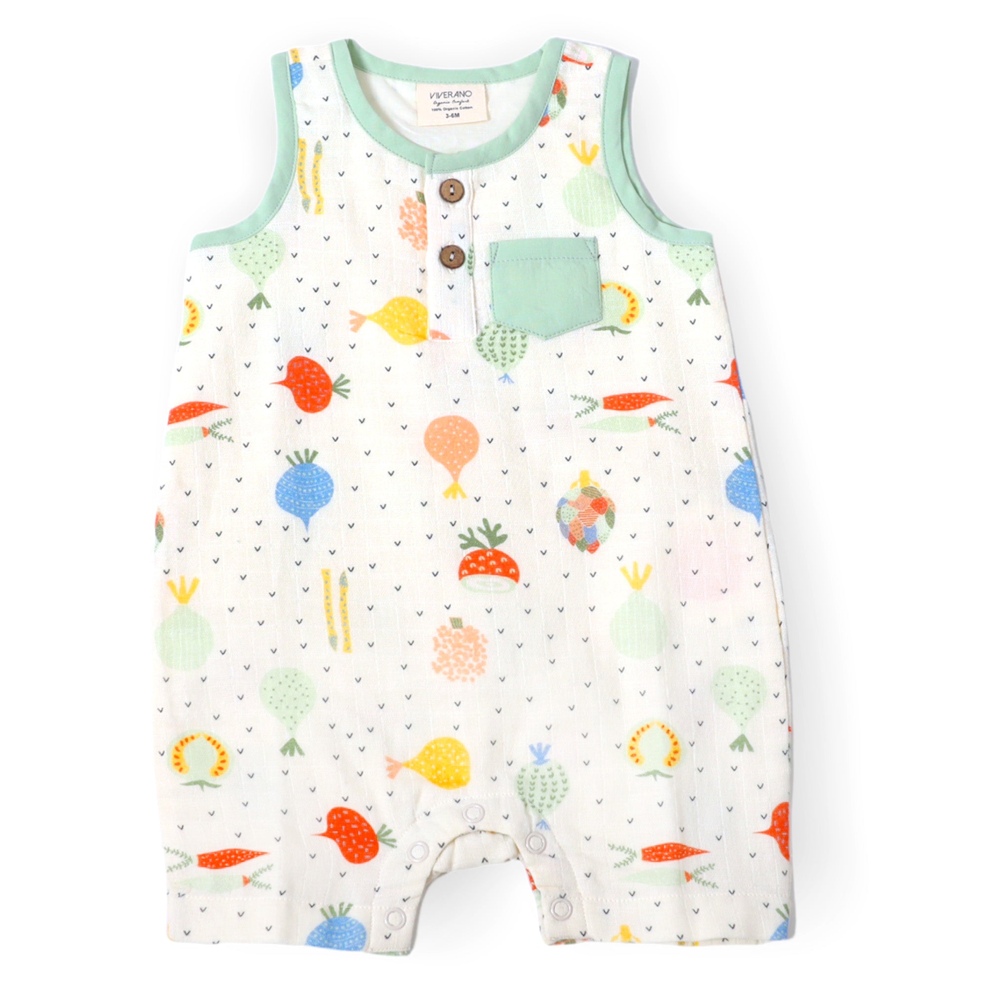 Organic Cotton Sleeveless Romper for Babies - Veggie Salad by Viverano