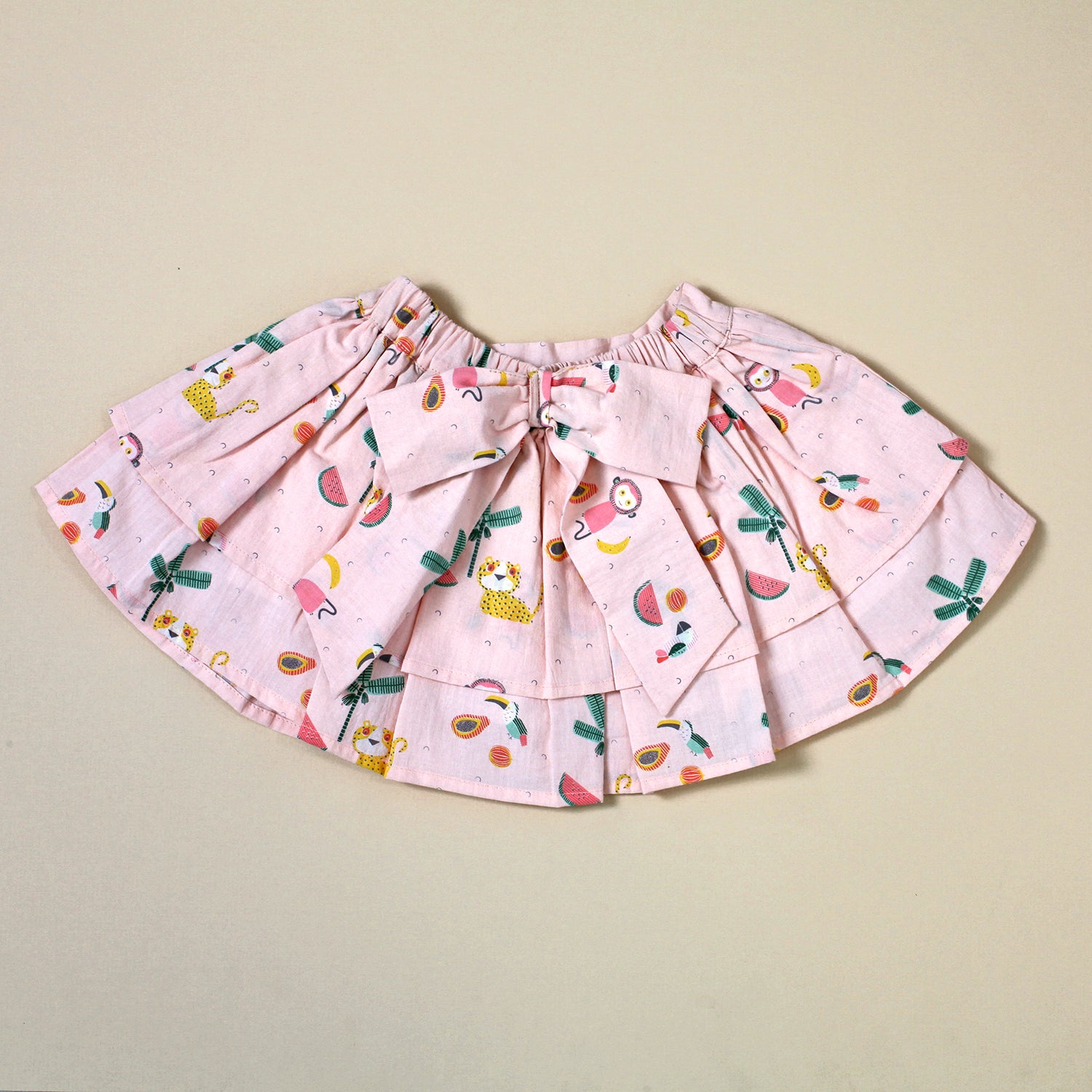 Two Tier Baby Skirt with Bow - Tropical Jungle (Organic Cotton)