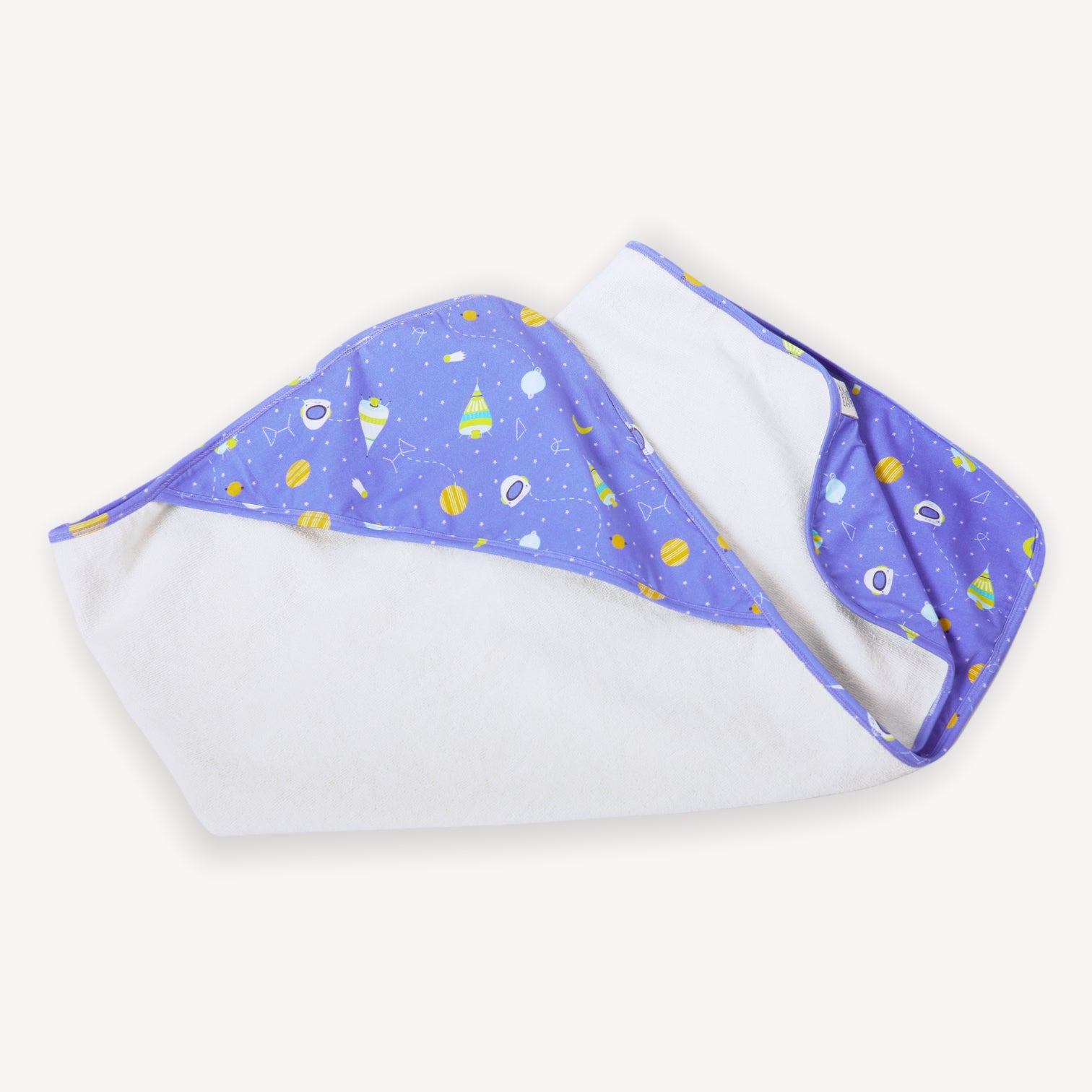 Organic Cotton Space Dream Reversible Baby Hooded Towel - Viverano