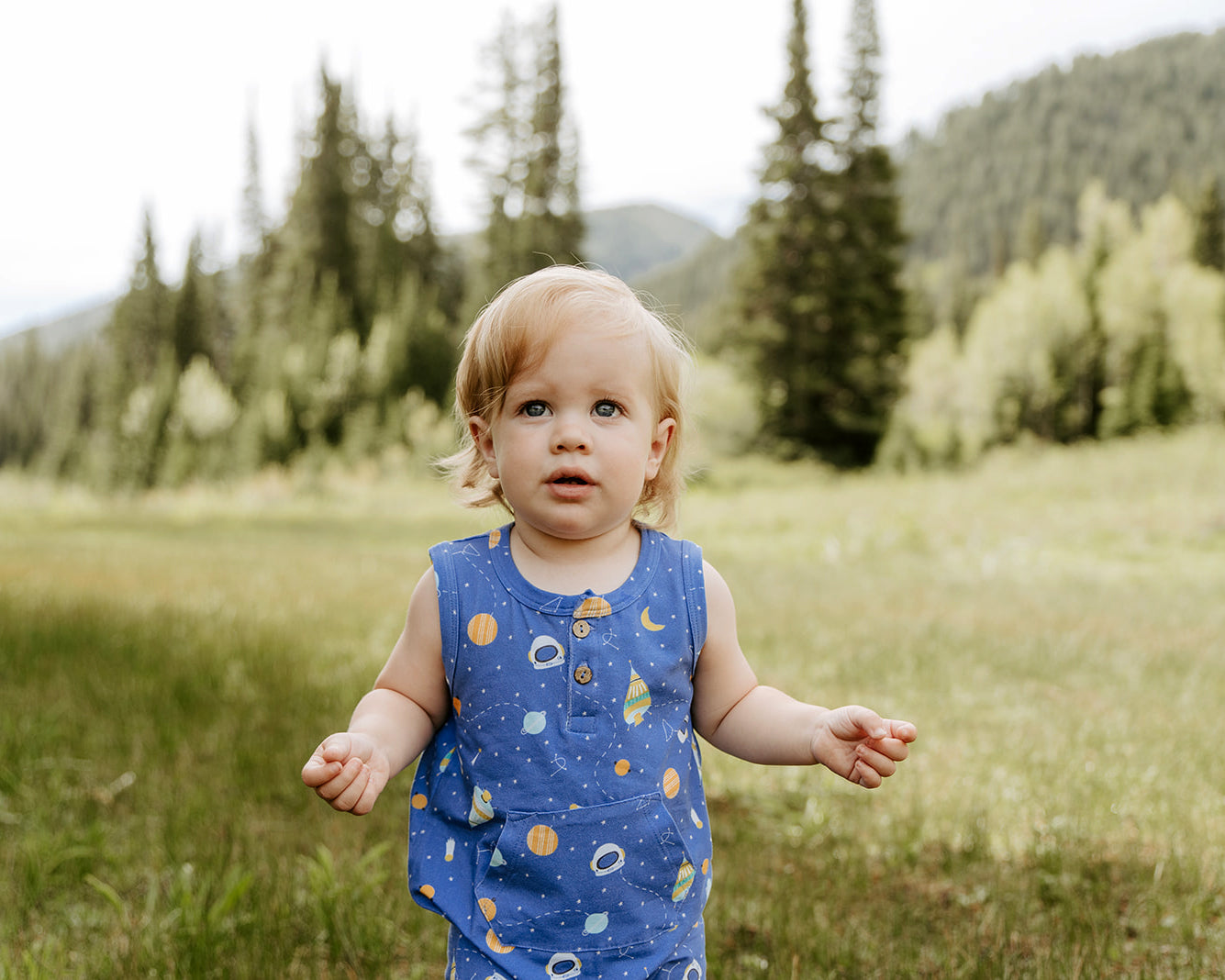 Space Dream Sleeveless Kangaroo Pocket Jumpsuit Romper