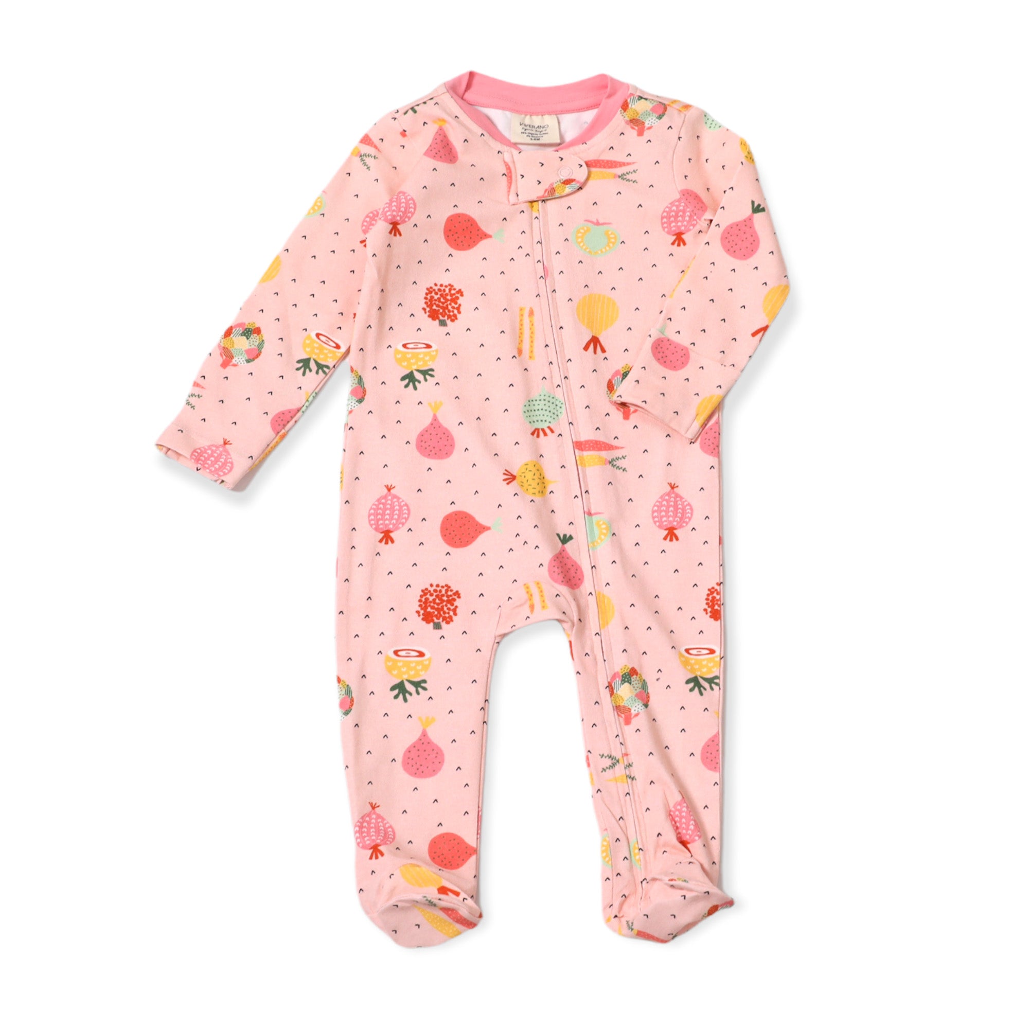 Organic Cotton Zipper Jumpsuit Footie - Veggie Salad