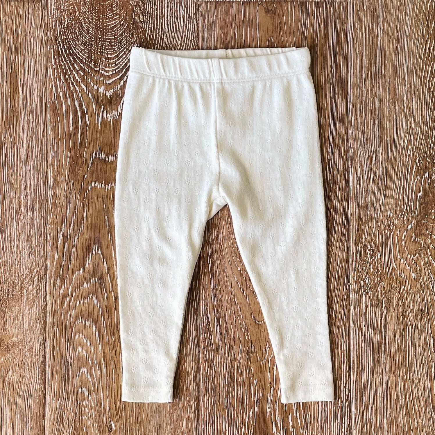 Pointelle Stretch Knit Baby Leggings Pants (Organic Cotton) - 7 Colors