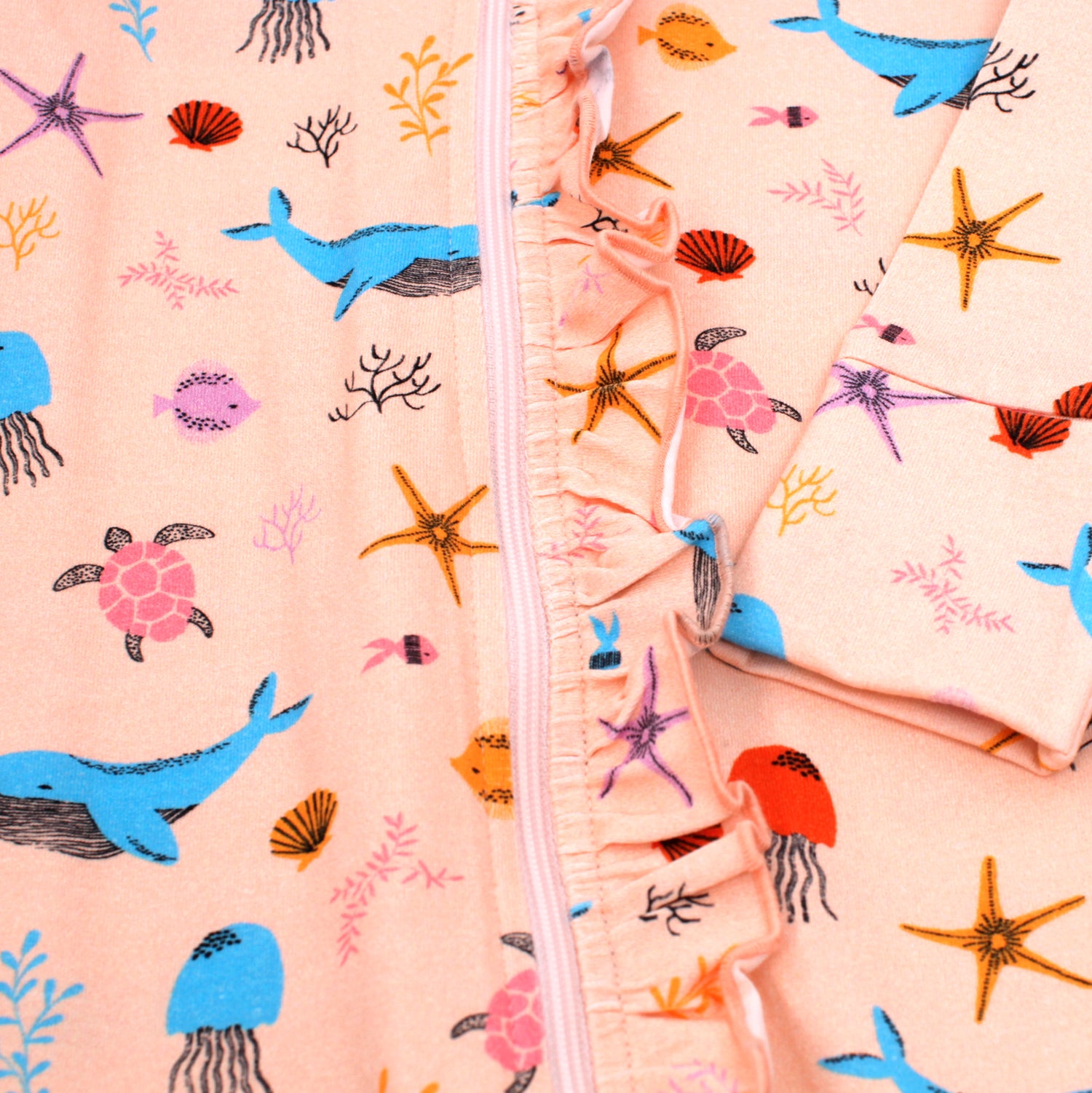 Bora Bora Ruffle Zipper Baby Girl Footie Romper (Organic Cotton) - Viverano