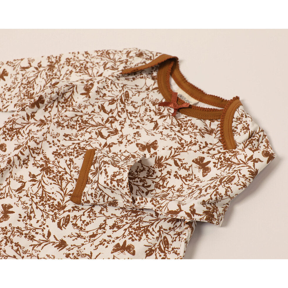 Camisón de dormir para niña con estampado de mariposas y flores (manga larga)