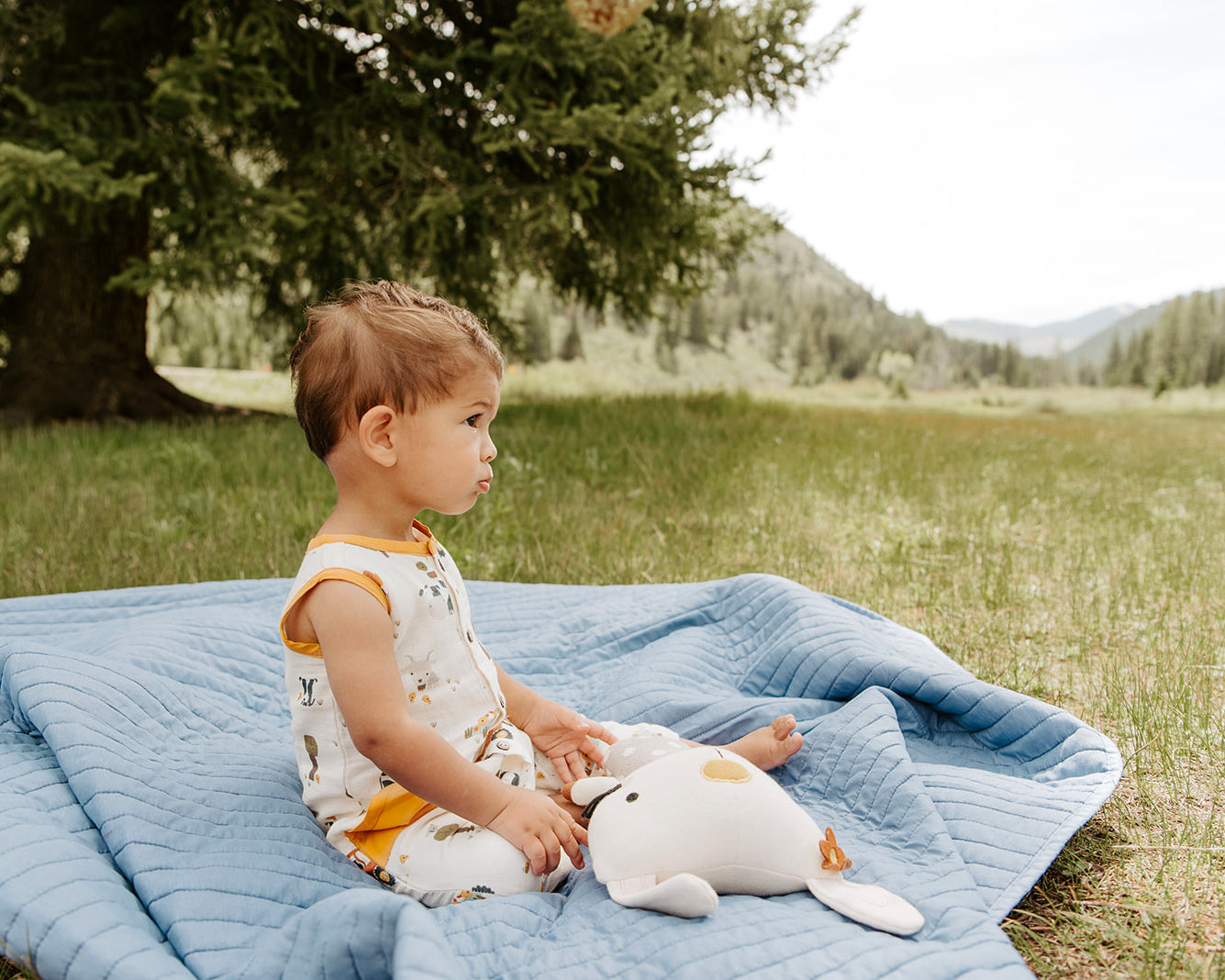 Organic Farm Side Pocket Sleeveless Jumpsuit Romper for Babies by Viverano