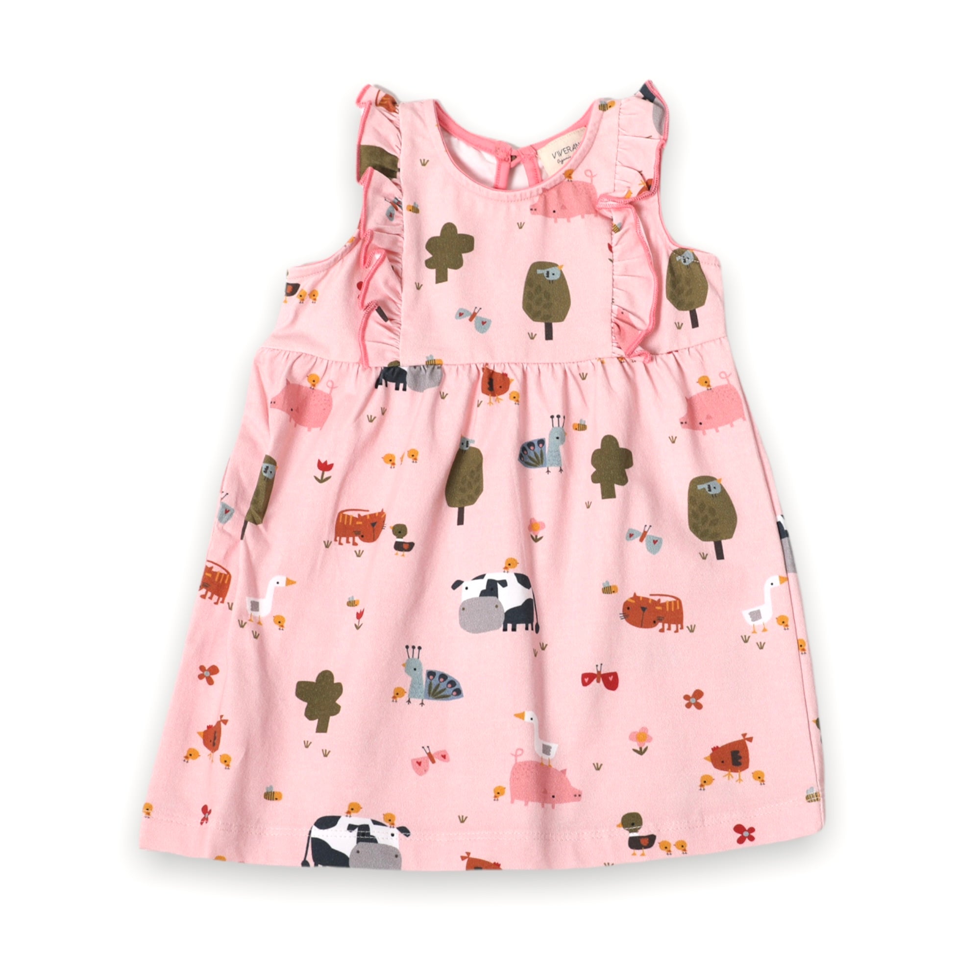 Organic Farm Ruffle Dress for Baby Girl by Viverano
