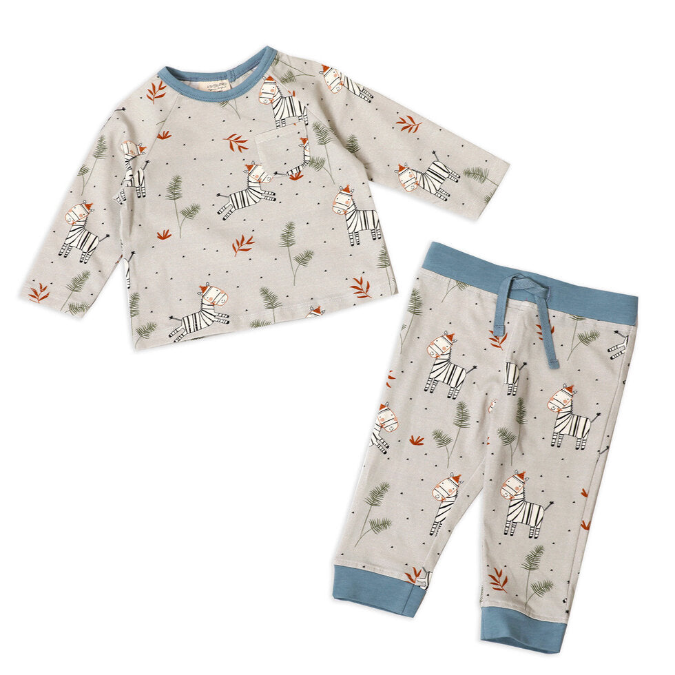 Zebra Baby Playsuit Tee & Jogger SET (Organic)