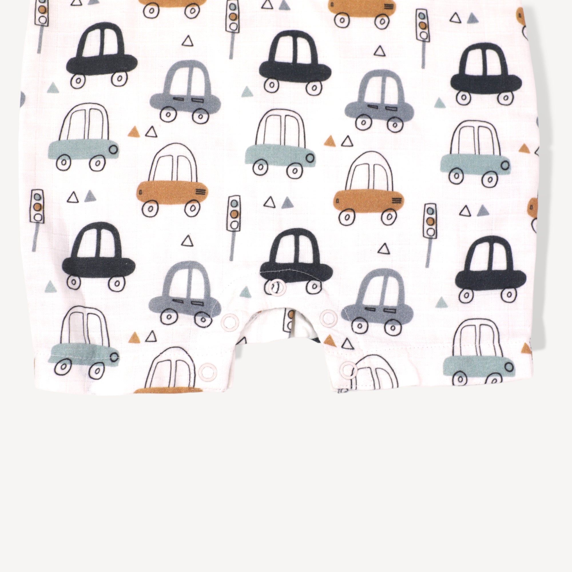 Cars Henley Sleeveless Baby Romper (Organic Muslin) by Viverano