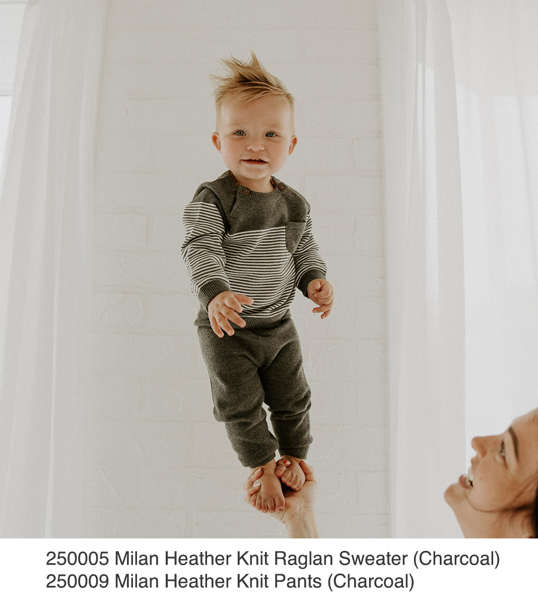 Milan Organic Cotton Heather Knit Raglan Pullover for Babies by Viverano