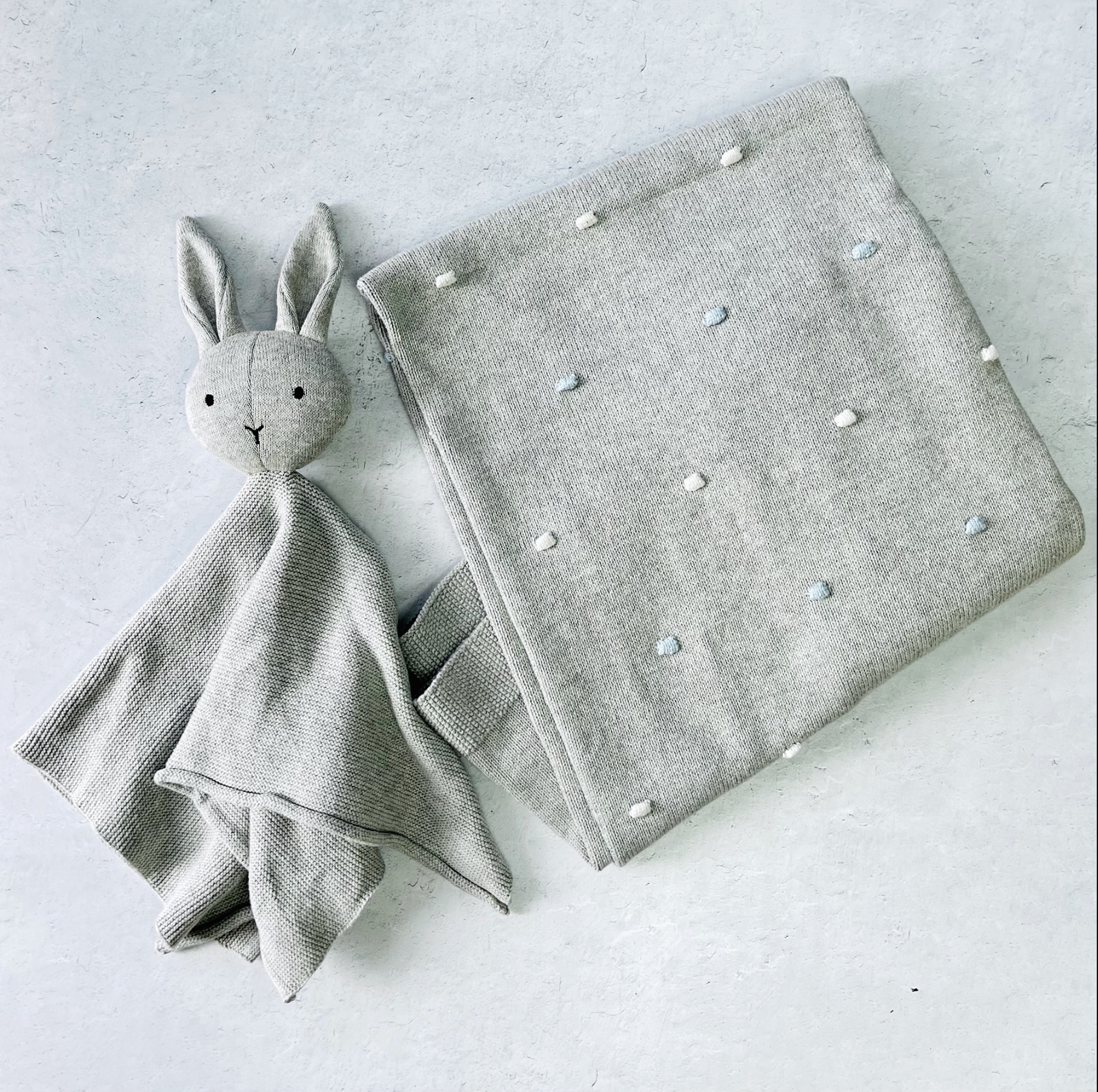 Bobble Jacquard Knit Baby Blanket & Lovey Gift SET (Organic) by Viverano