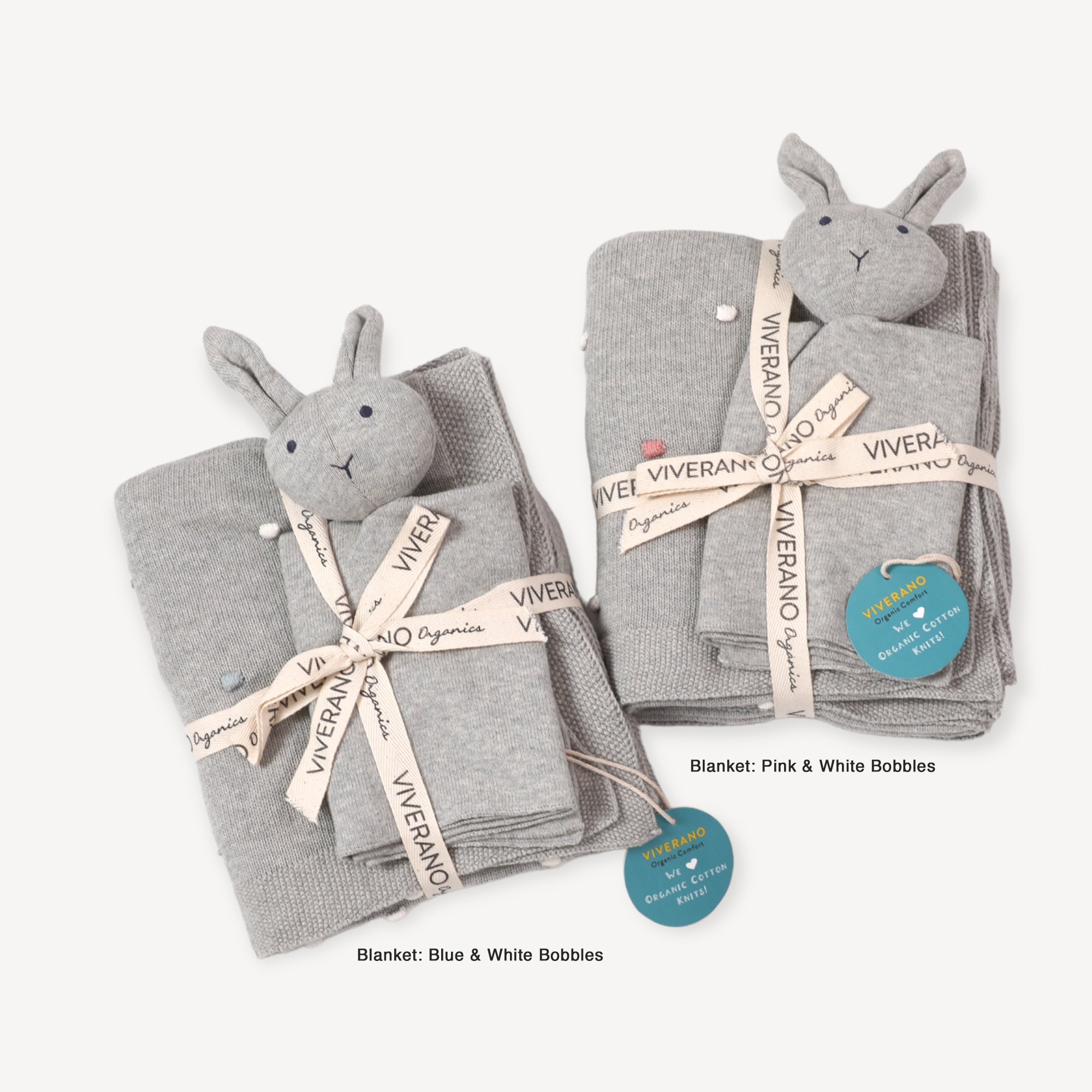 Bobble Jacquard Knit Baby Blanket & Lovey Gift SET (Organic) by Viverano