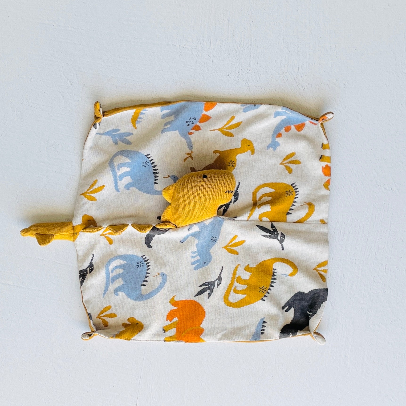 Conjunto de regalo de manta y peluche para bebé de punto jacquard con diseño de dinosaurio (orgánico)