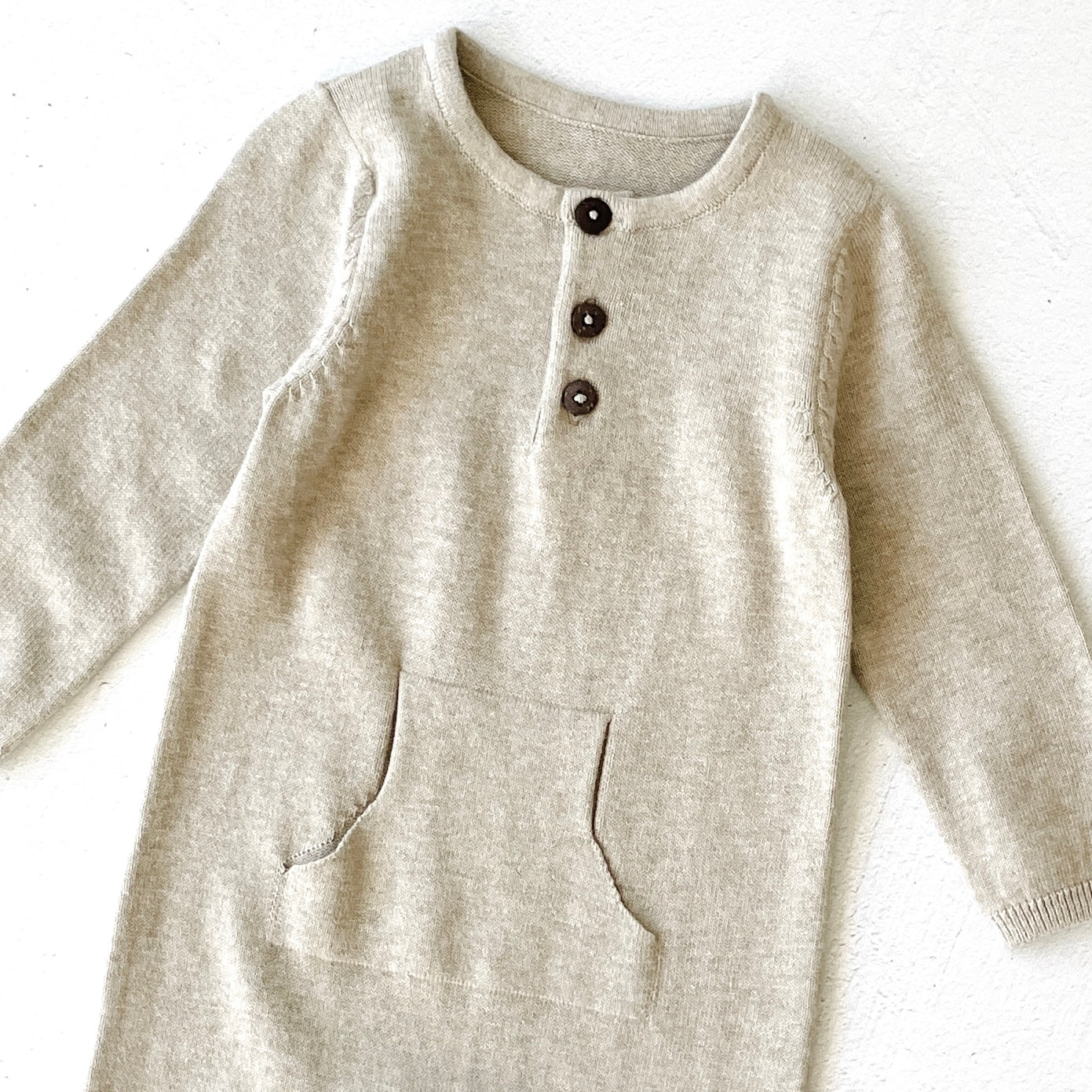 Milan Earthy Knit Kangaroo Pocket Jumpsuit (Organic Cotton) Viverano Organic Baby Clothes