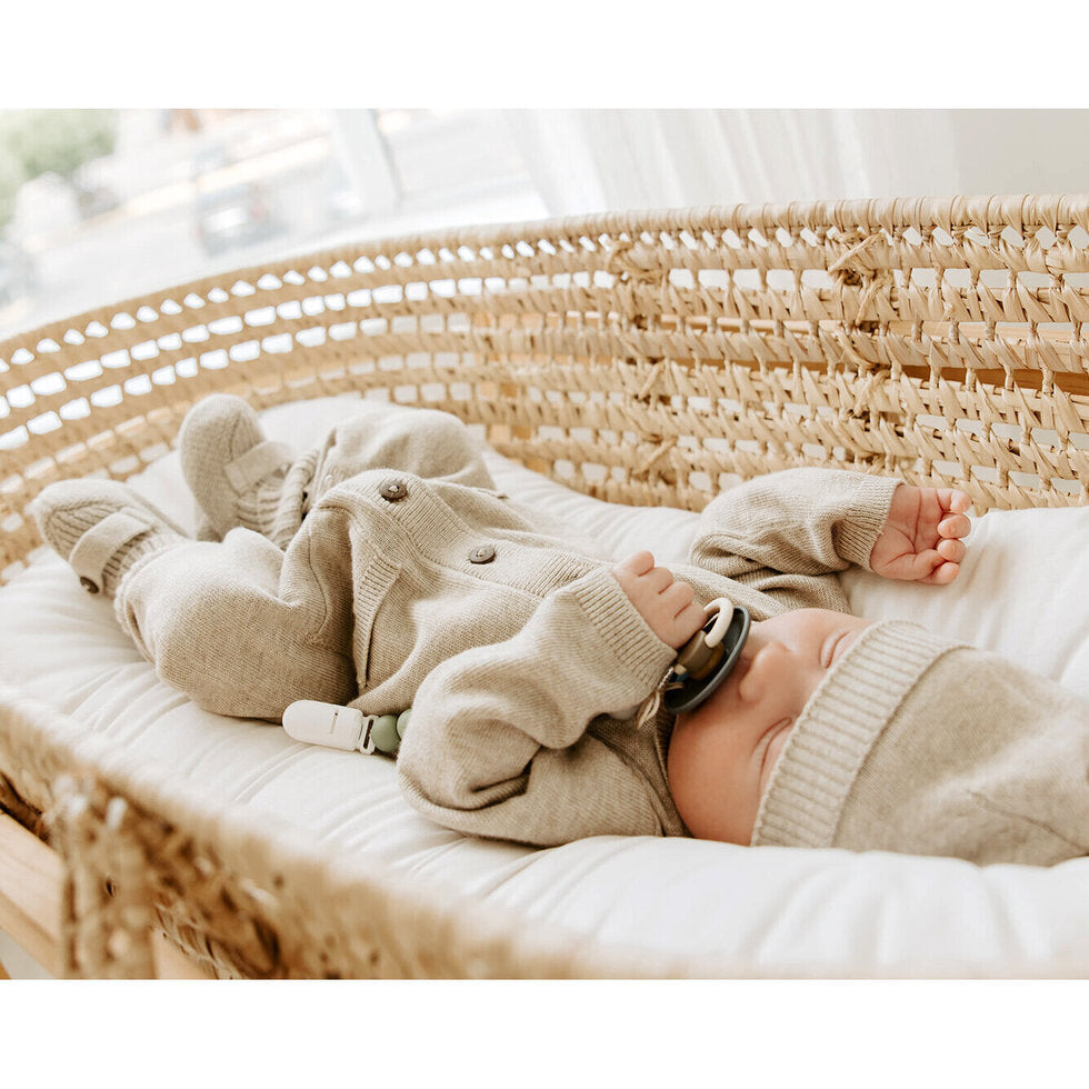 Milan Earthy Knit Baby Round Hat (Organic Cotton) - Dusty Blue