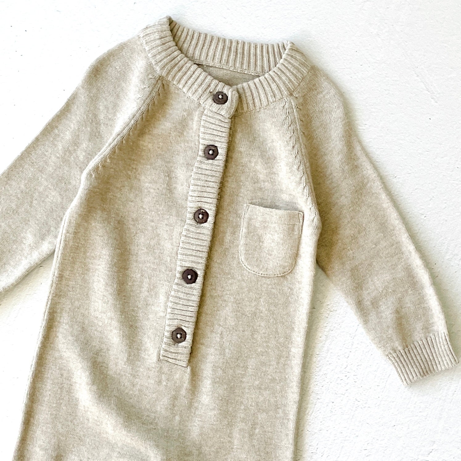 Milan Earthy Knit Classic Baby Button Jumpsuit (Organic Cotton) Viverano