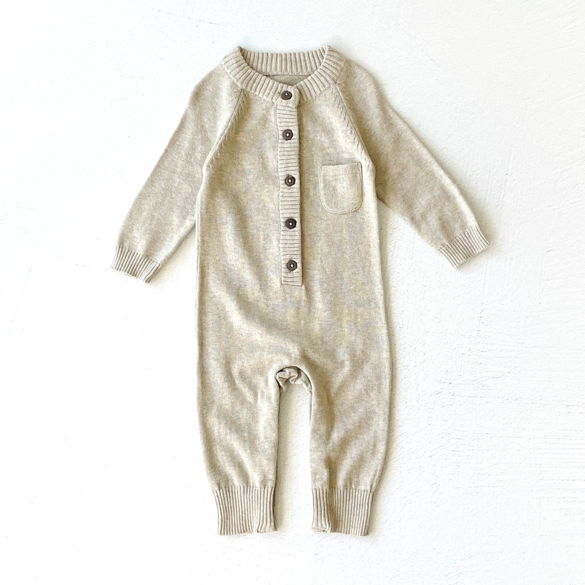 Milan Earthy Knit Classic Baby Button Jumpsuit (Organic Cotton) Viverano