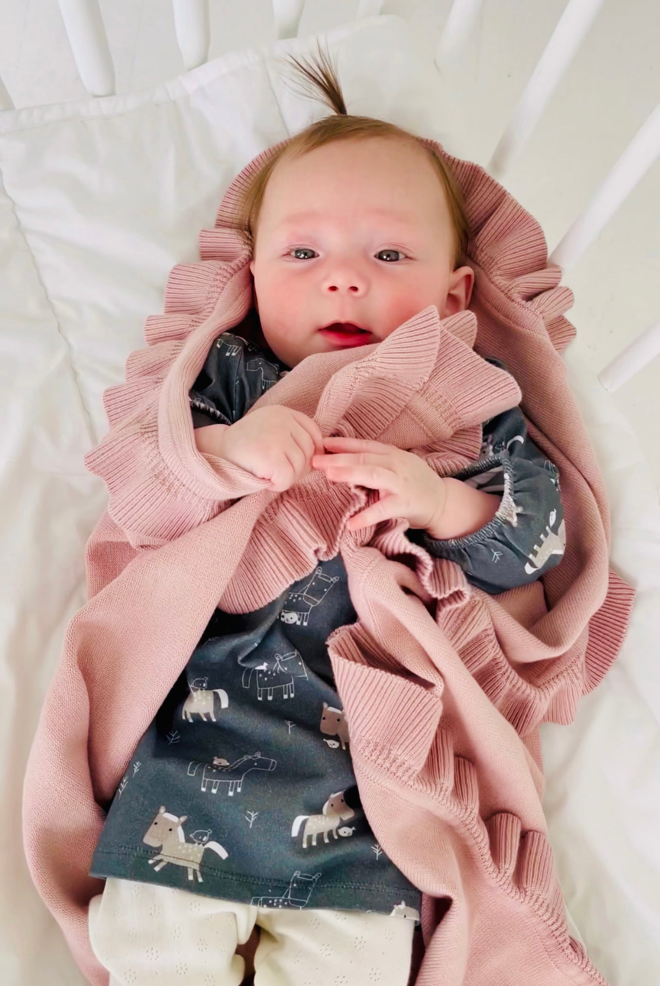 Milan Earthy Knit Classic Baby Ruffle Blanket (Organic Cotton) by Viverano Organics