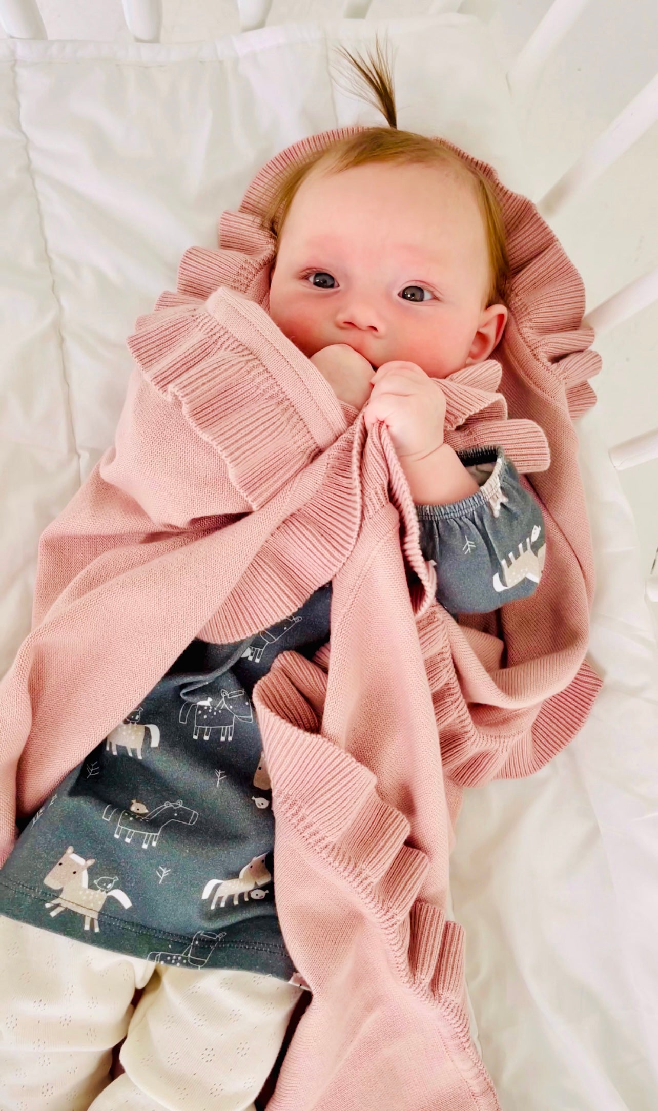 Milan Earthy Knit Classic Baby Ruffle Blanket (Organic Cotton) by Viverano Organics