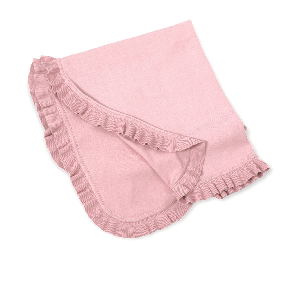 Milan Earthy Knit Classic Baby Ruffle Blanket (Organic Cotton) by Viverano Organics