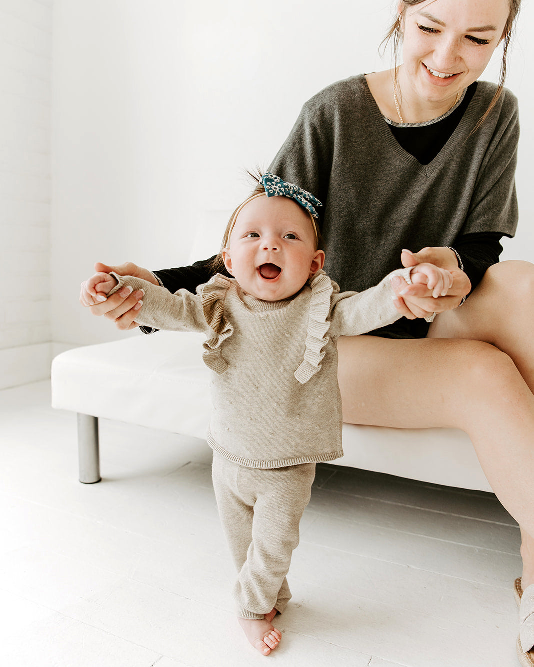 Milan Earthy Ruffle Bobble Baby Pullover Top (Organic Cotton) 2 Colors