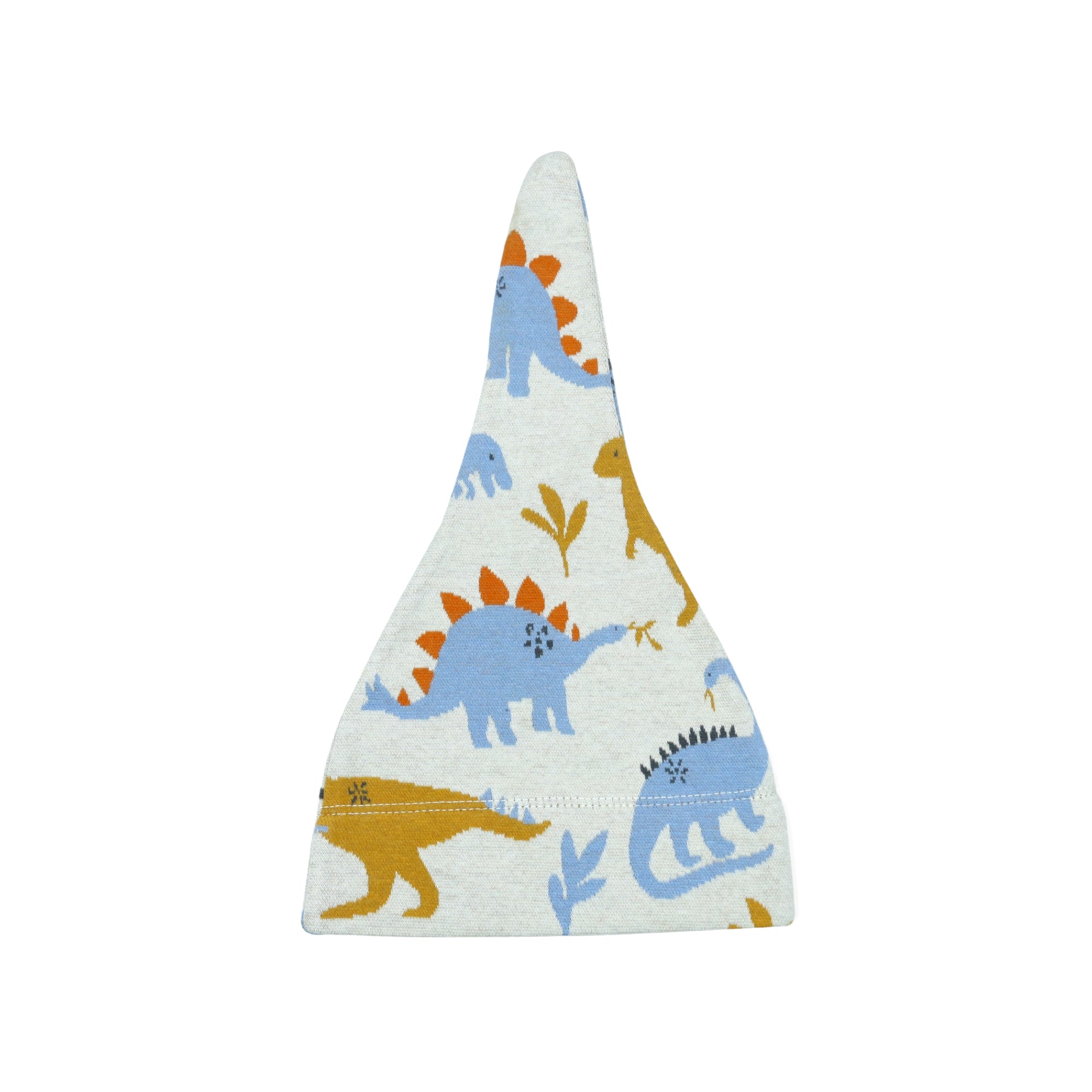 Gorro de bebé con nudo redondo de punto jacquard de dinosaurio (algodón orgánico)