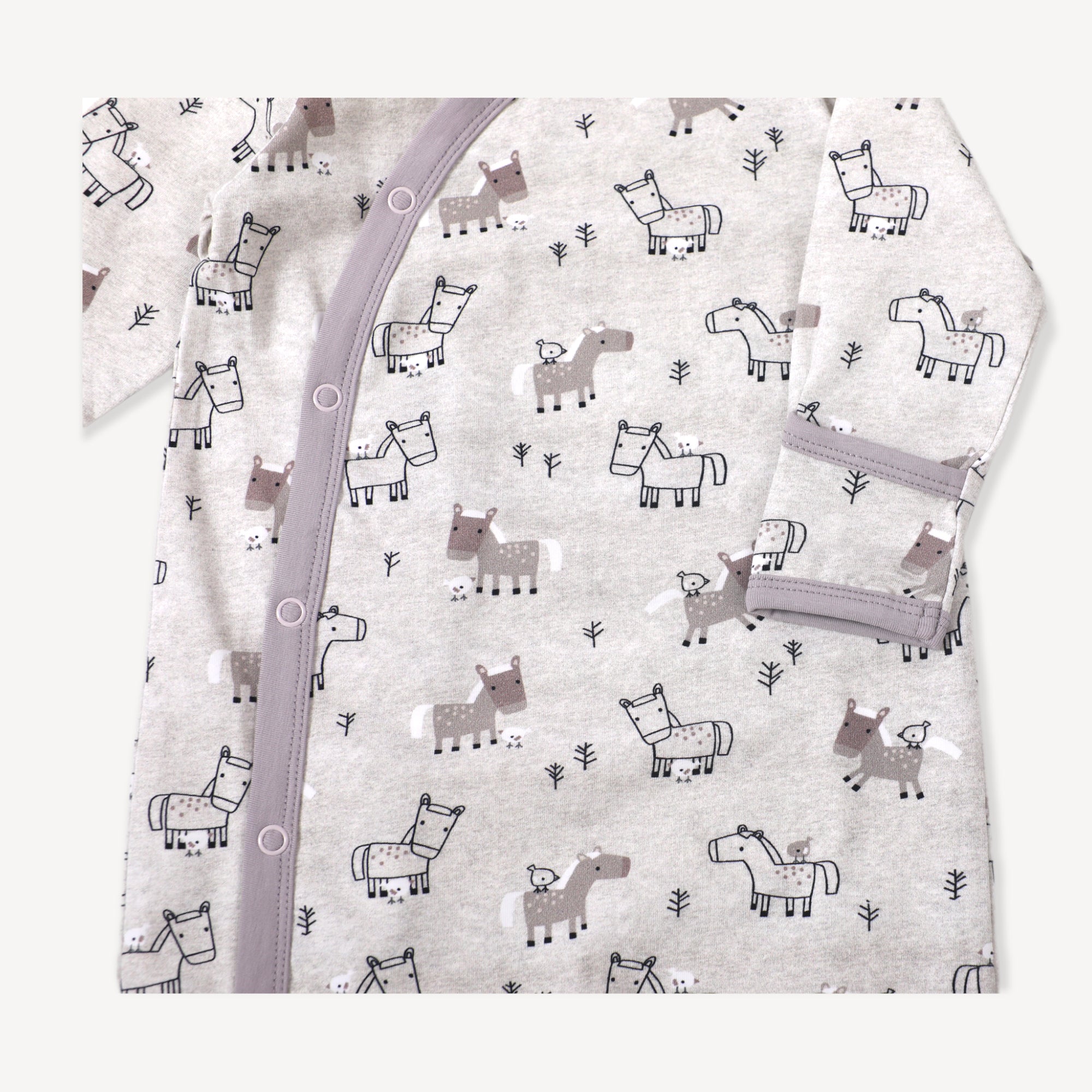 Horse & Bird Baby Kimono Sleep Gown (Organic Cotton)