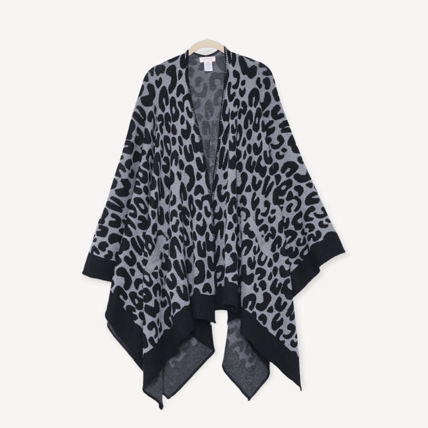Viverano Gaia Eco-Chic Knit Jacquard Women's Travel Blanket Wrap - Leopard Animal (Organic Cotton)