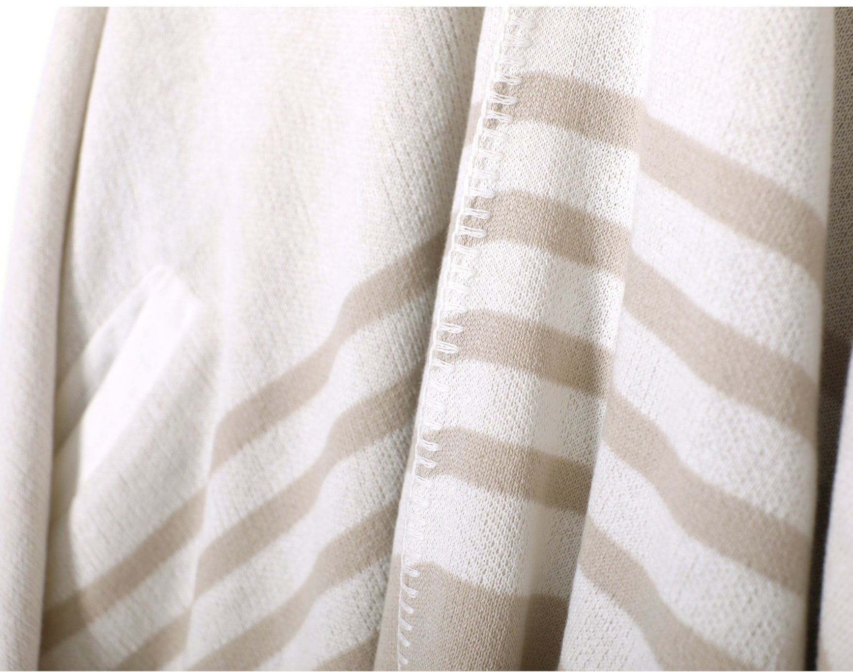 Viverano Gaia Eco-Chic Jacquard Knit Women's Travel Blanket Wrap - Stripe Border (Organic Cotton)