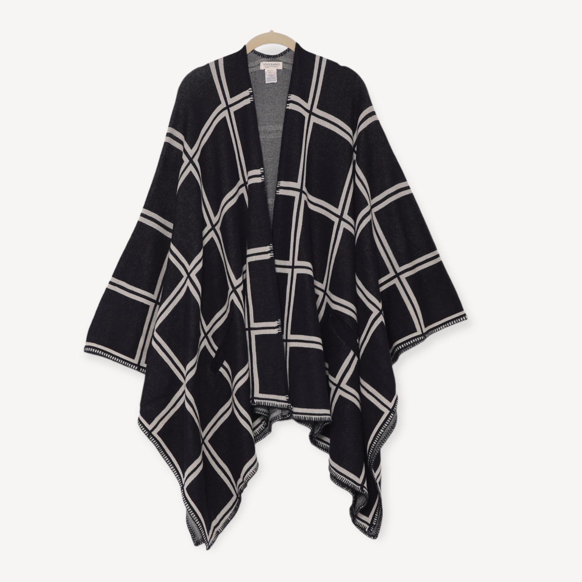 Viverano Gaia Eco-Chic Jacquard Knit Women's Travel Blanket Wrap - Checks (Organic Cotton)