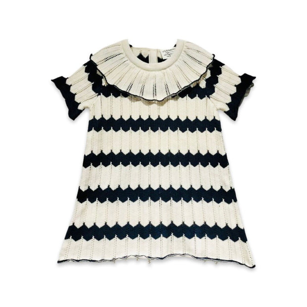 Ruffle Collar & Stripe Fancy Knit Baby Sweater Tunic Dress (Organic Cotton)Hearts Jacquard Knit Baby Pullover (Organic Cotton)
