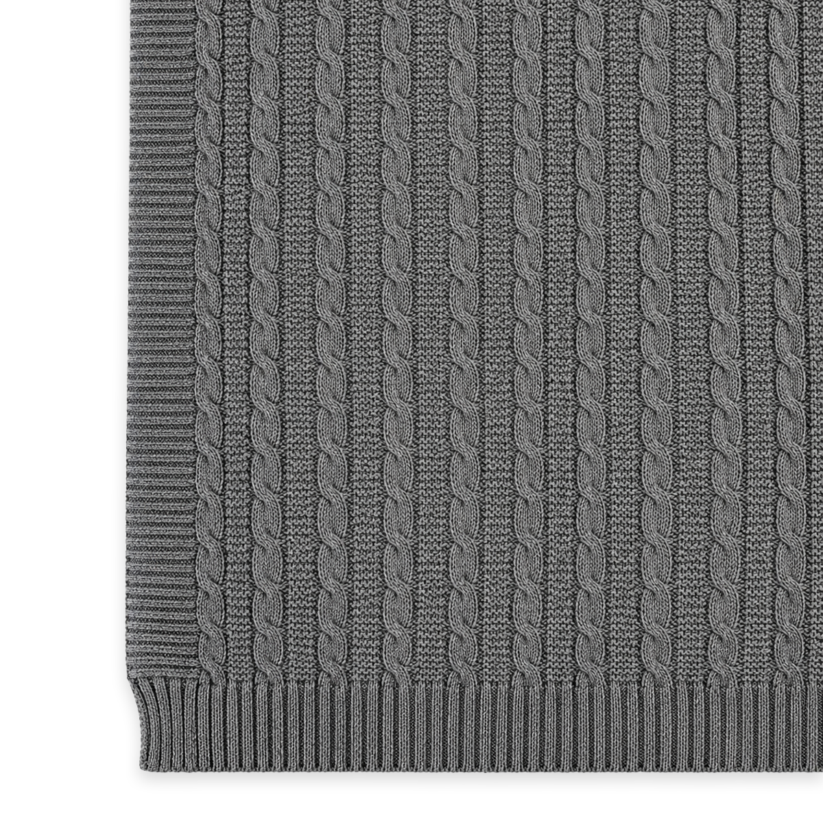 Pure Organic Cotton Cable Knit Throw Blanket 50x70 (Charcoal)