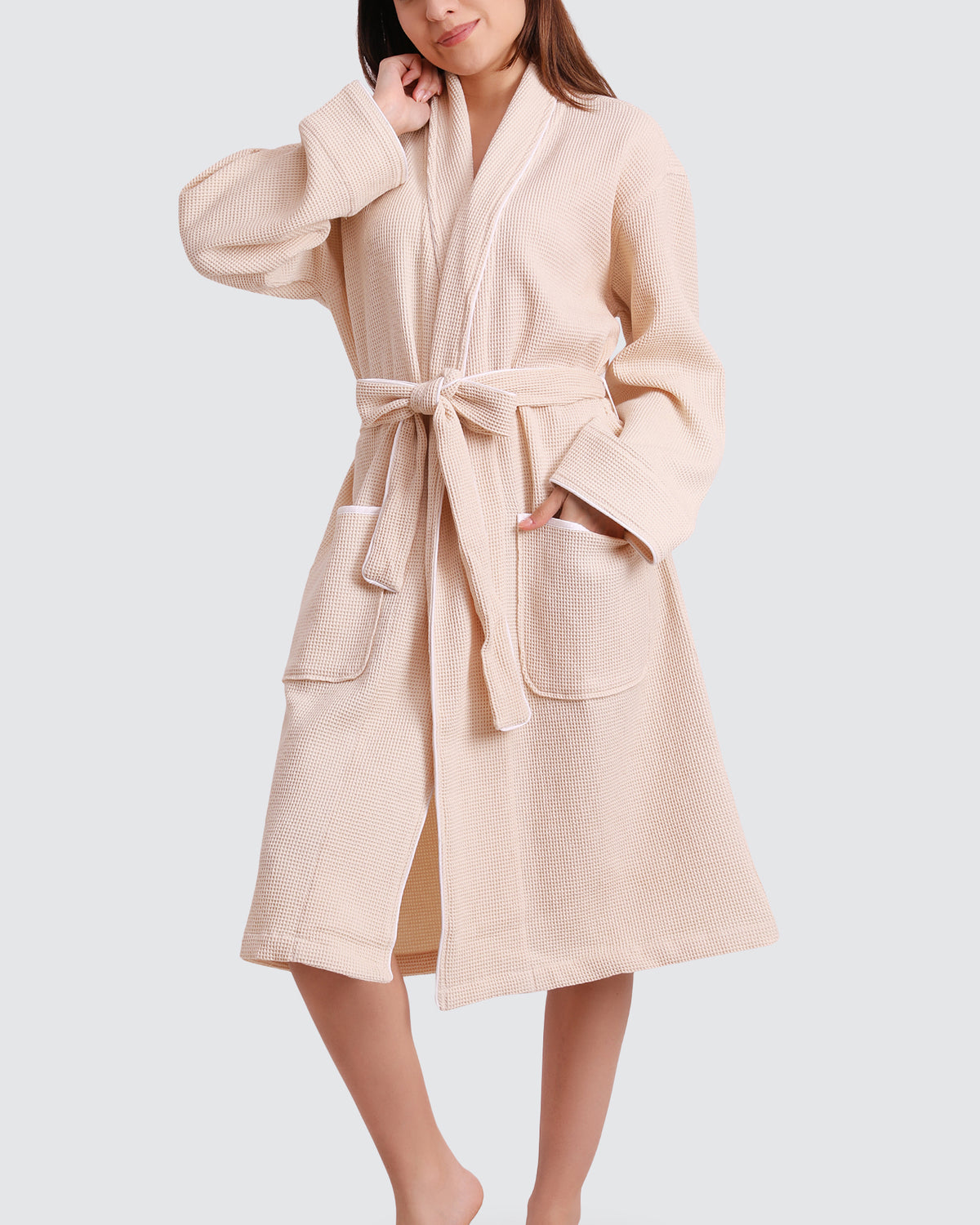 Women's Organic Waffle Spa Bathrobe (3 Colors), Blush / White / L/XL Women's Organic Waffle Spa Bathrobe (3 Colors), Blush / White / L/XL